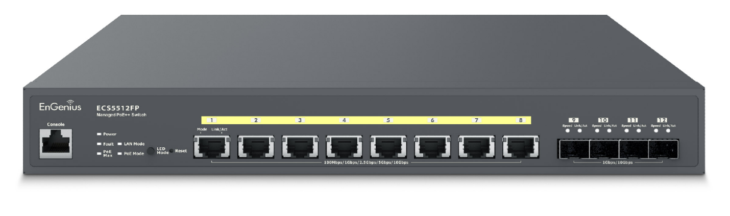 ECS1008P: 8 Port PoE Switch Cloud Managed 55W